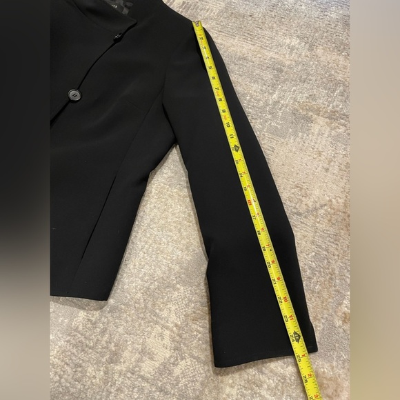 Talbots Blazer Jacket Black Lined Asymmetric Button Front Stand Collar Size 12 - Picture 8 of 9